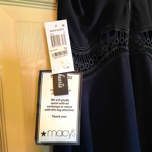 SEQUIN HEARTS Womens Black Stretch Crochet Trim Sleeveless Mini Dress Juniors 9 - Picture 9 of 13